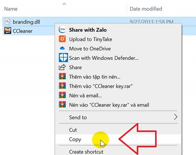 Giải nén file CCleaner key