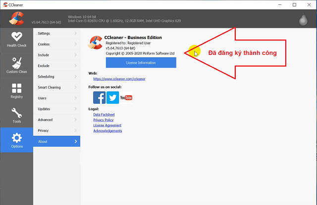 Hoàn tất cài đặt