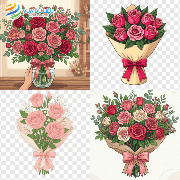 Bó hoa hồng vector